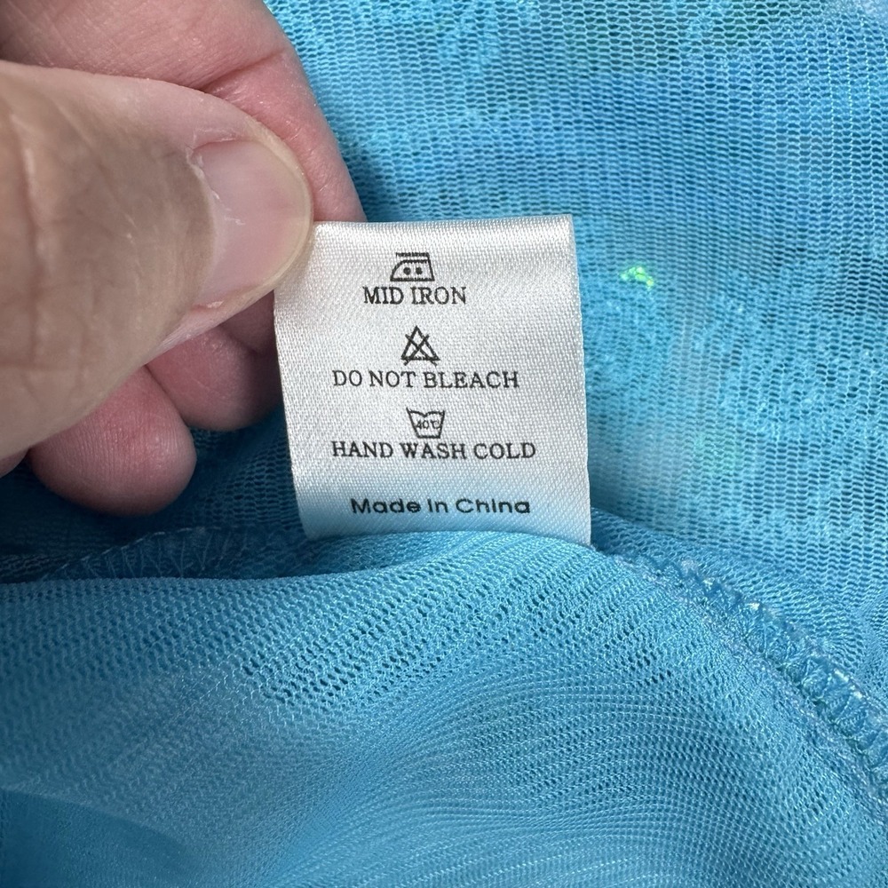 Pretty Angel Tank Top Sz M Silk Mesh Y2K Sheer Sequined Fairy Feminine Bling - Picture 11 of 12